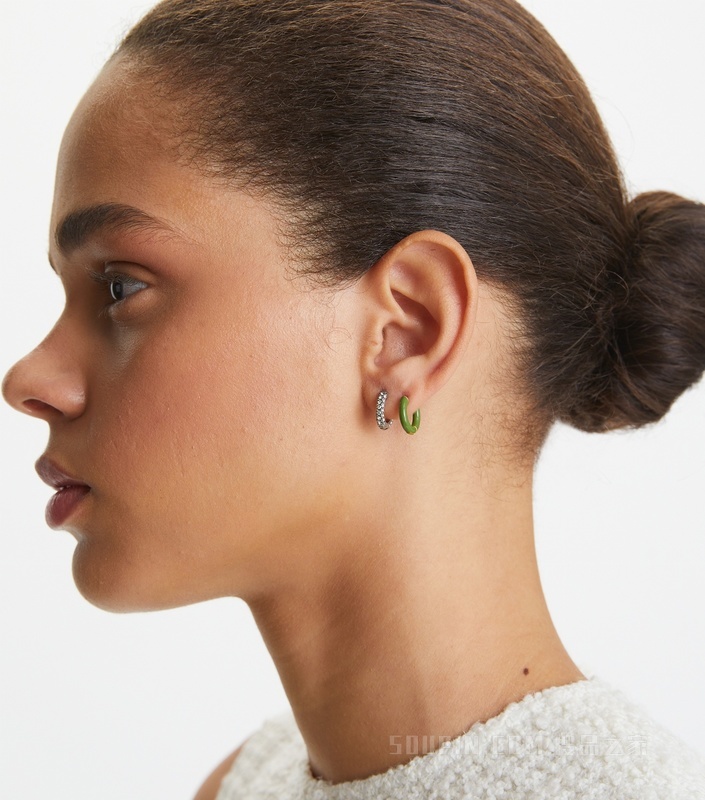 Roxanne 圈形耳环和耳钉套装 轧制 Tory 金/复古锡