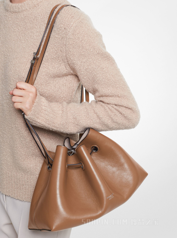 Monica 皮质抽绳单肩包