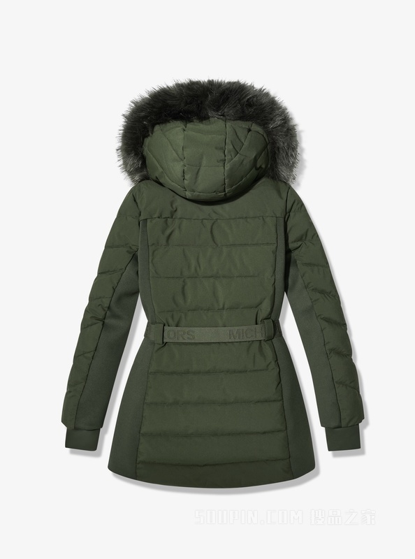 长款收腰连帽羽绒服
