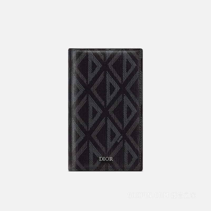 长款双折卡夹 黑色帆布 CD Diamond 图案