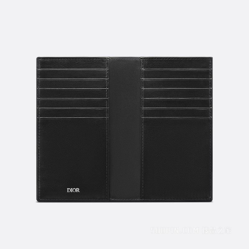 长款双折卡夹 黑色帆布 CD Diamond 图案