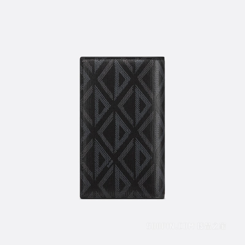 长款双折卡夹 黑色帆布 CD Diamond 图案