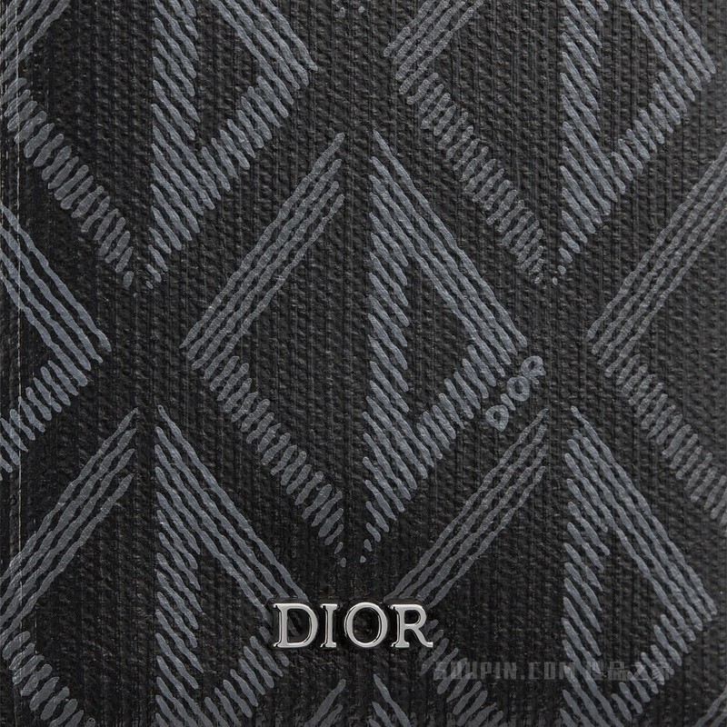 长款双折卡夹 黑色帆布 CD Diamond 图案