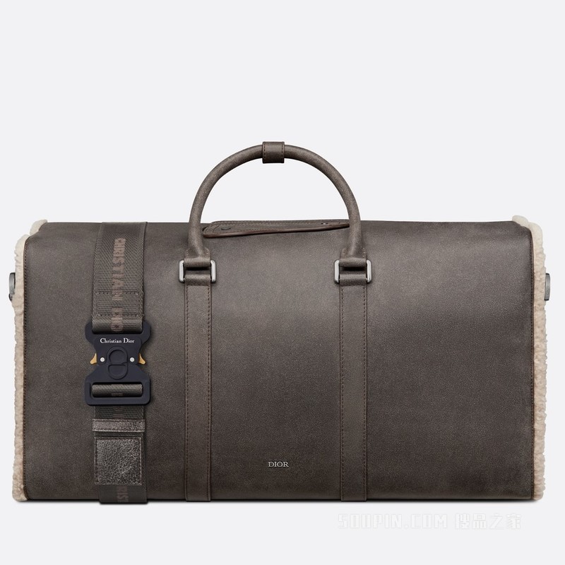 Dior Lingot 50 行李袋 深灰色皮毛一体