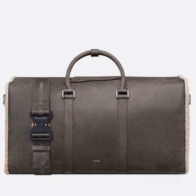 Dior Lingot 50 行李袋 深灰色皮毛一体