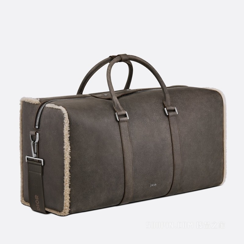 Dior Lingot 50 行李袋 深灰色皮毛一体