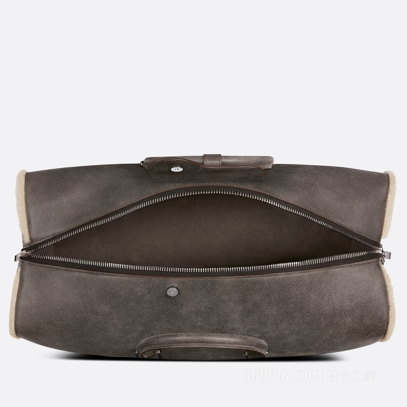 Dior Lingot 50 行李袋 深灰色皮毛一体