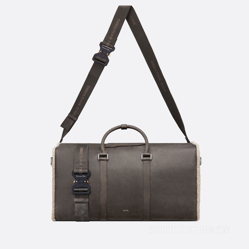 Dior Lingot 50 行李袋 深灰色皮毛一体