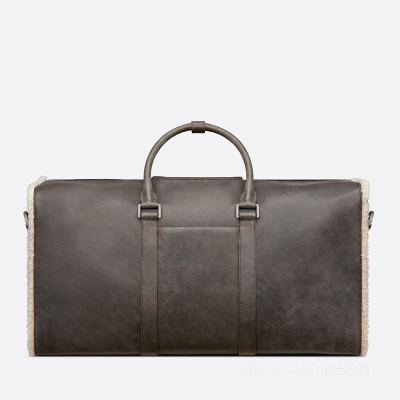 Dior Lingot 50 行李袋 深灰色皮毛一体