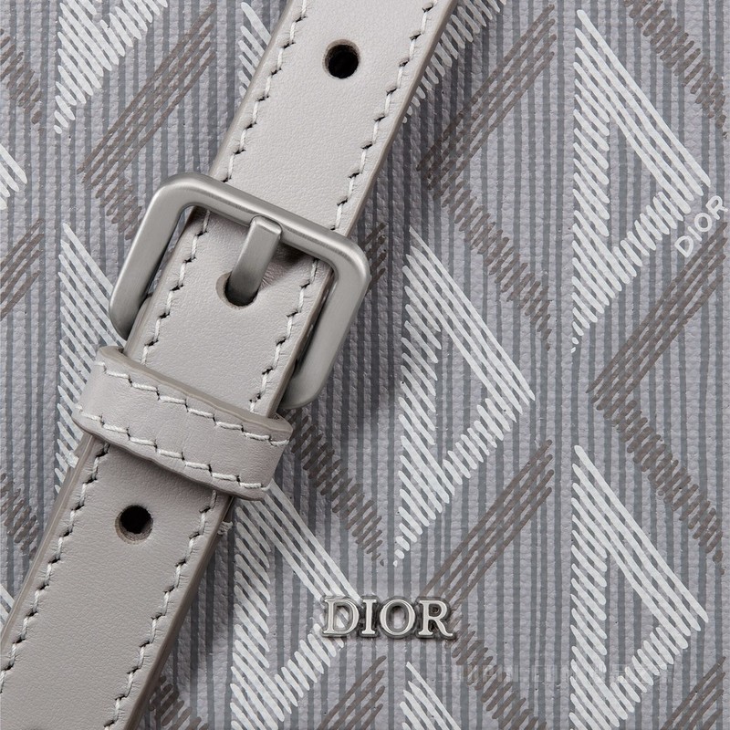Dior Lock 超迷你箱型手袋 迪奥灰帆布 CD Diamond 图案和光滑牛皮革