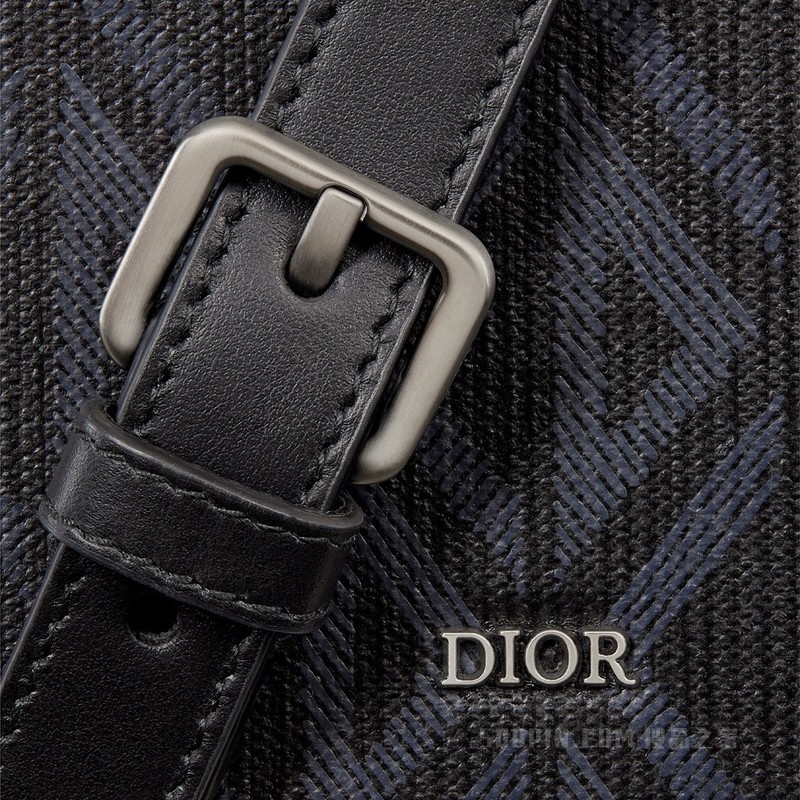 Dior Lock 超迷你箱型手袋 黑色帆布和光滑牛皮革 CD Diamond 图案