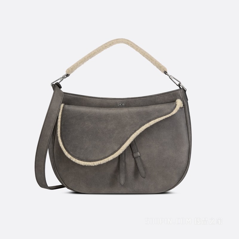Saddle Soft 手袋 深灰色皮毛一体