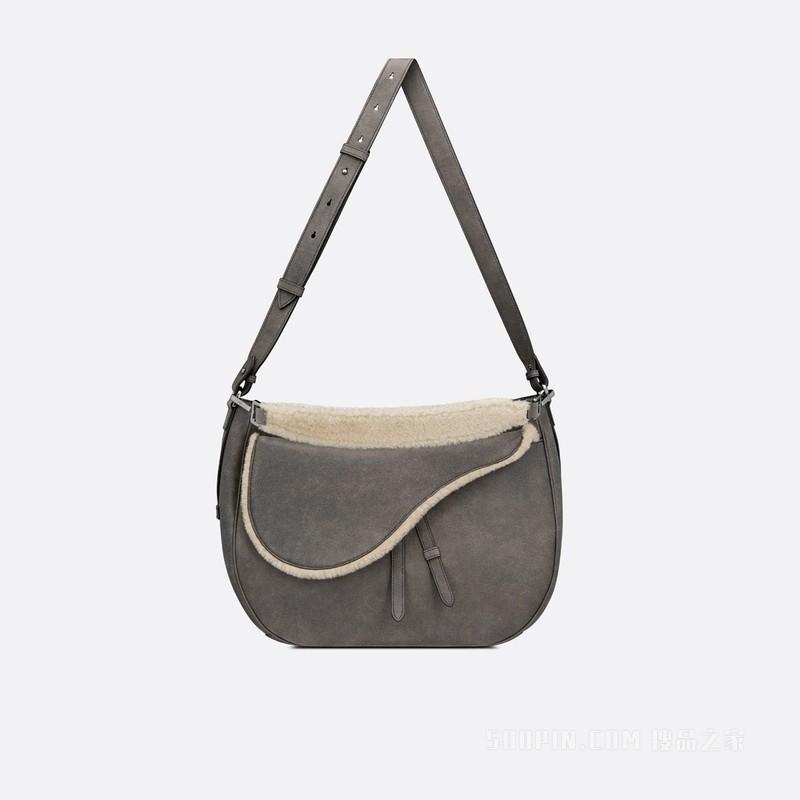 Saddle Soft 手袋 深灰色皮毛一体