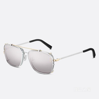 CD Diamond S4U 太阳眼镜 米色和银色镜面镜片正方形镜框