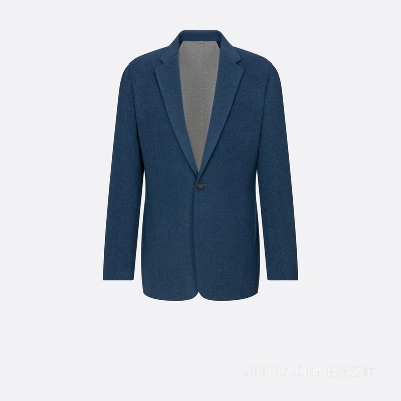 单西 蓝色双面羊毛混纺面料