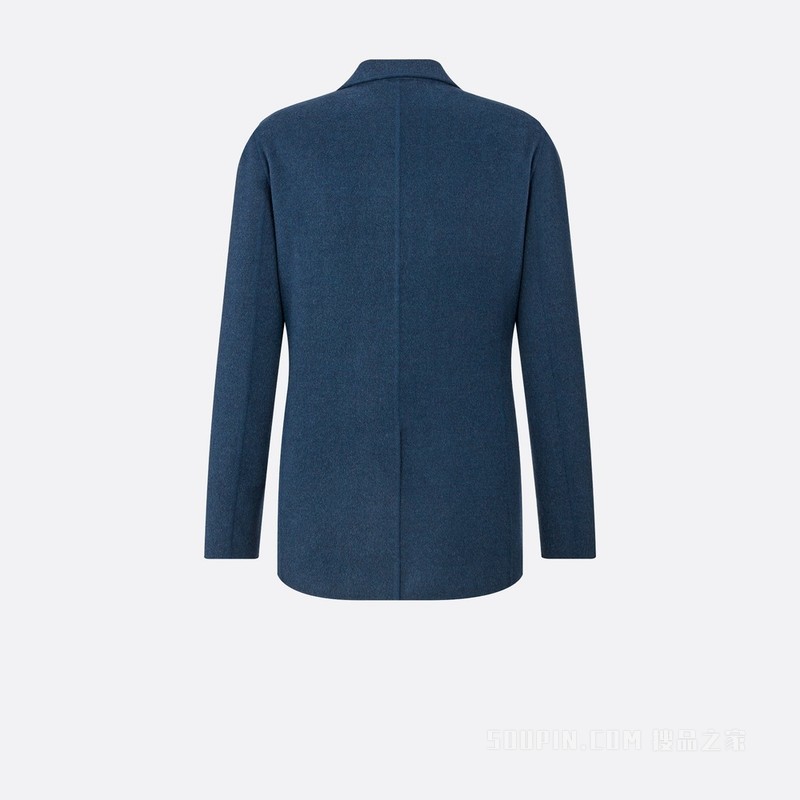 单西 蓝色双面羊毛混纺面料