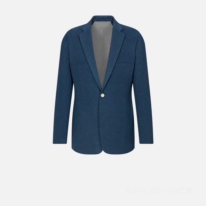 单西 蓝色双面羊毛混纺面料