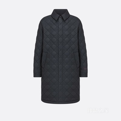 大衣 海军蓝色桑蚕丝混纺帆布面料