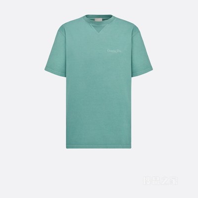 宽松版型 T 恤 海绿色棉质平纹针织面料 Christian Dior Couture 标志