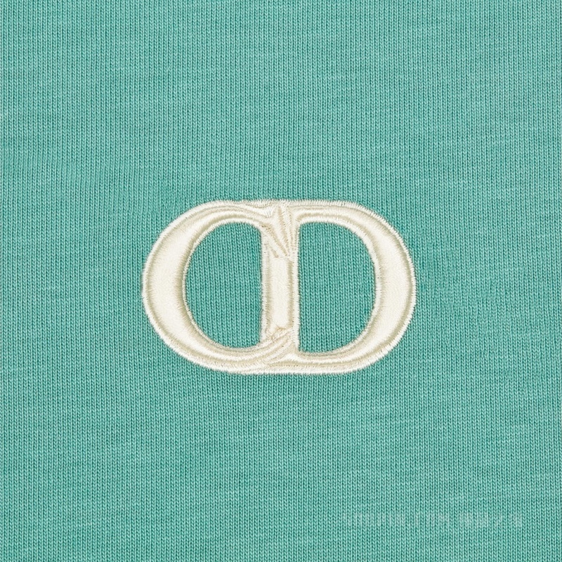 宽松版型 T 恤 海绿色棉质平纹针织面料 CD Icon 刺绣