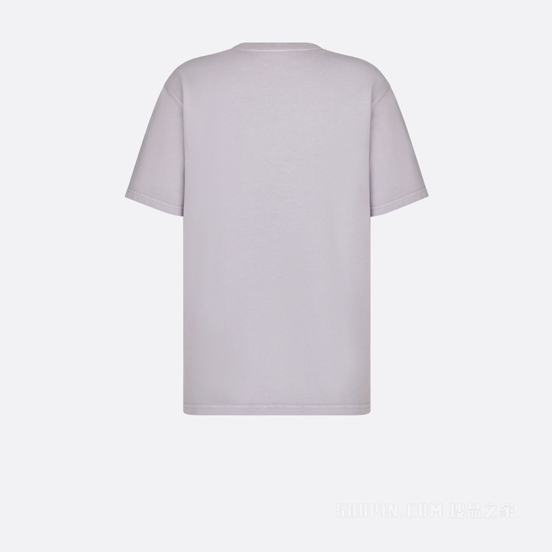 宽松版型 T 恤 淡紫色棉质平纹针织面料 Christian Dior Couture 标志