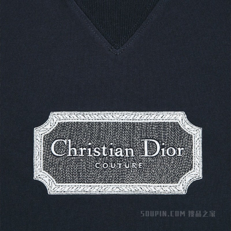 宽松版型 T 恤 蓝色棉质密织平纹针织面料 Christian Dior Couture 标志