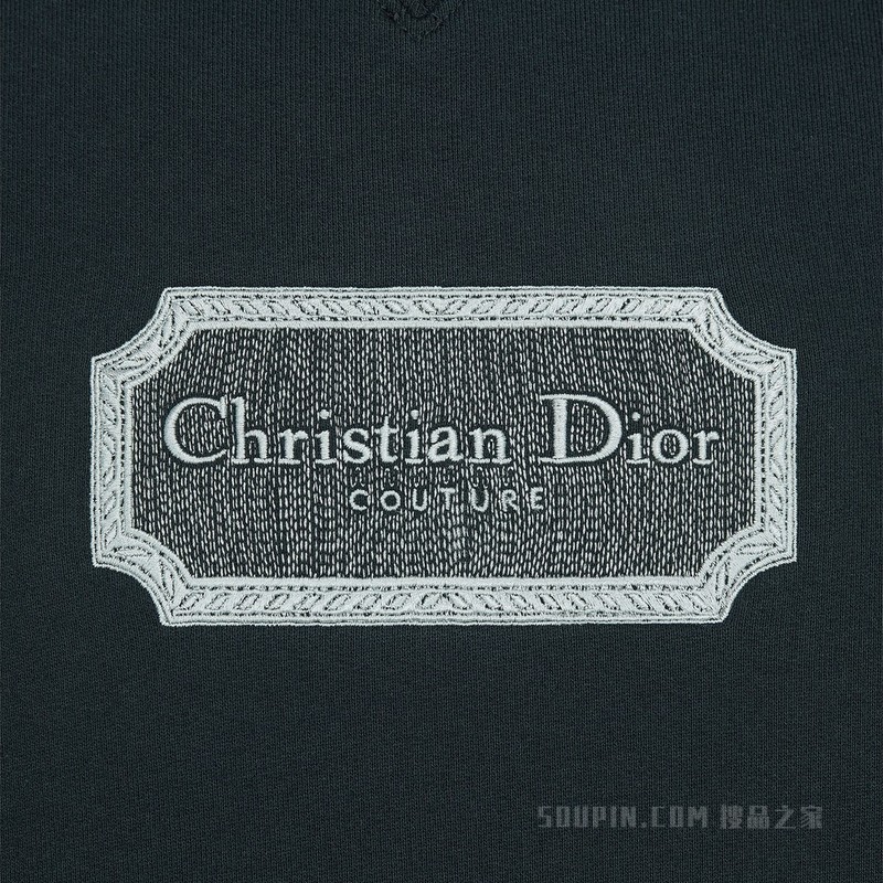 宽松版型卫衣 蓝色棉质起绒面料 Christian Dior Couture 标志