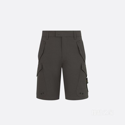 工装短裤 棕色棉质混纺帆布