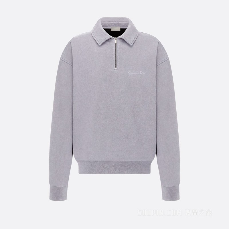 超大版型半拉链卫衣 淡紫色棉质起绒面料 Christian Dior Couture 标志