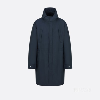 连帽派克大衣 海军蓝色粗横棱纹织物棉质混纺科技面料 Christian Dior Couture 标志