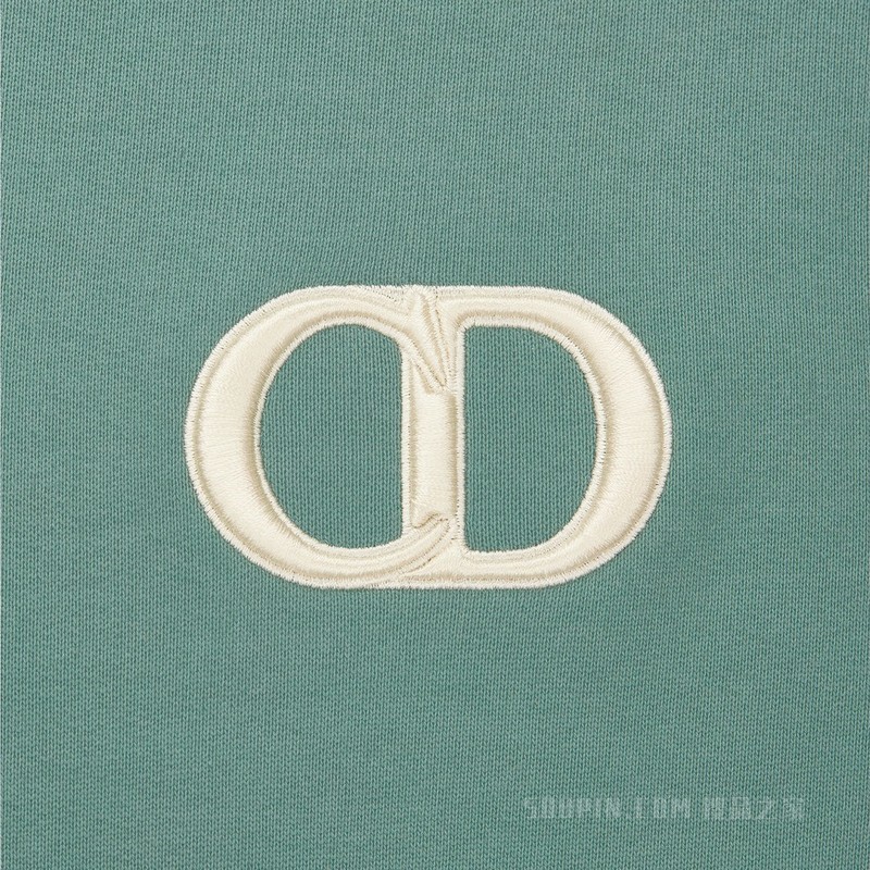 连帽运动衫 海绿色棉质起绒面料 CD Icon 标志