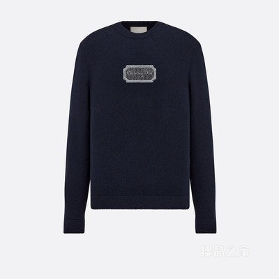 针织衫 蓝色山羊绒平纹针织面料 Christian Dior Couture 标志