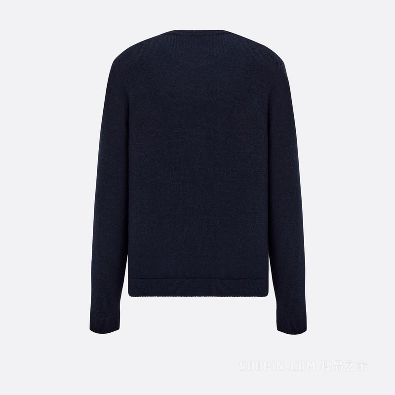 针织衫 蓝色山羊绒平纹针织面料 Christian Dior Couture 标志