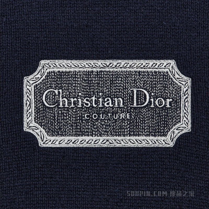 针织衫 蓝色山羊绒平纹针织面料 Christian Dior Couture 标志