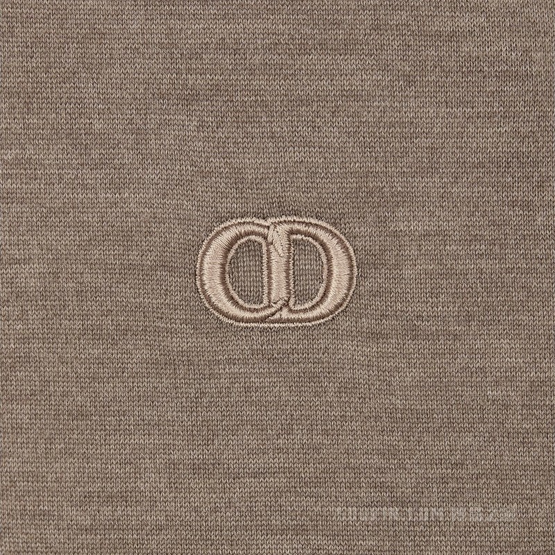 针织衫 米色山羊绒平纹针织面料 CD Icon 刺绣