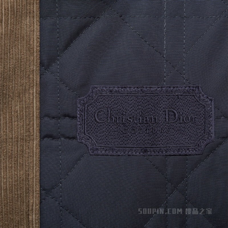 飞行员夹克 海军蓝色粗横棱纹织物棉质混纺科技面料 Christian Dior Couture 标志