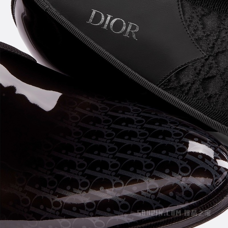 Dior Timeless 乐福鞋 灰色和黑色亮面牛皮革渐变效果 Oblique 印花