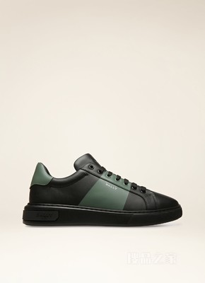 Mitty 黑色和绿色皮革运动鞋