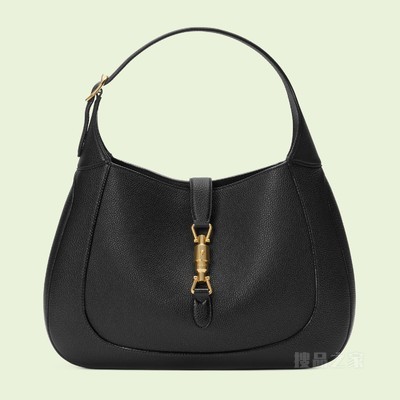 Jackie 1961系列中号天然粒纹背包 黑色皮革