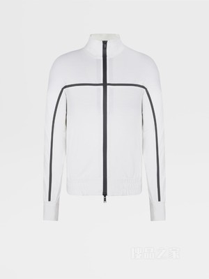 白色 Techmerino™ 全拉链夹克