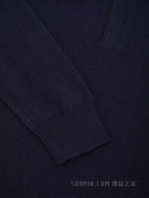 海军蓝 Oasi Cashmere 拉链企领毛衣