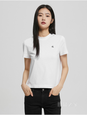 【简约系列】Calvin Klein 22秋冬男女情侣中性刺绣纯棉短袖T恤40WH105