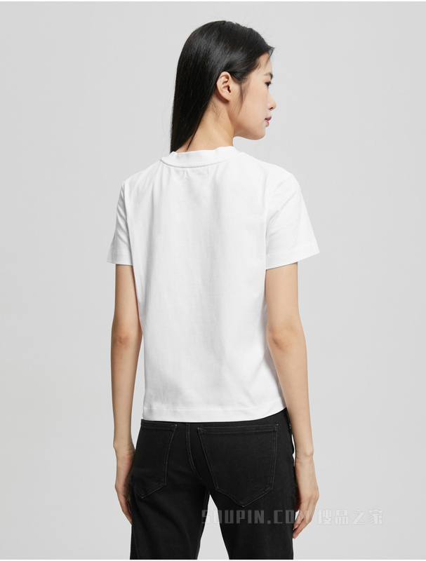 【简约系列】Calvin Klein 22秋冬男女情侣中性刺绣纯棉短袖T恤40WH105
