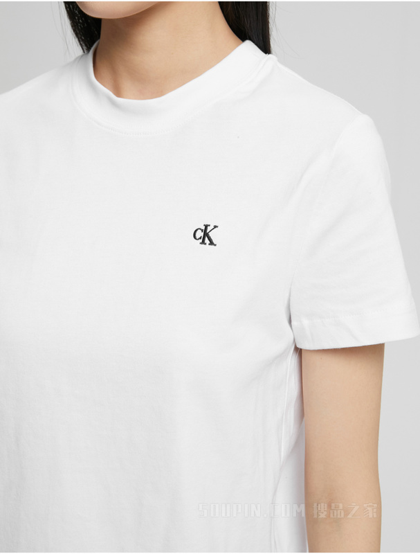 【简约系列】Calvin Klein 22秋冬男女情侣中性刺绣纯棉短袖T恤40WH105