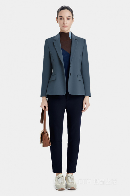 海雾蓝弹力羊毛西装夹克