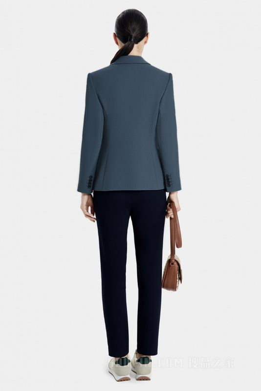 海雾蓝弹力羊毛西装夹克