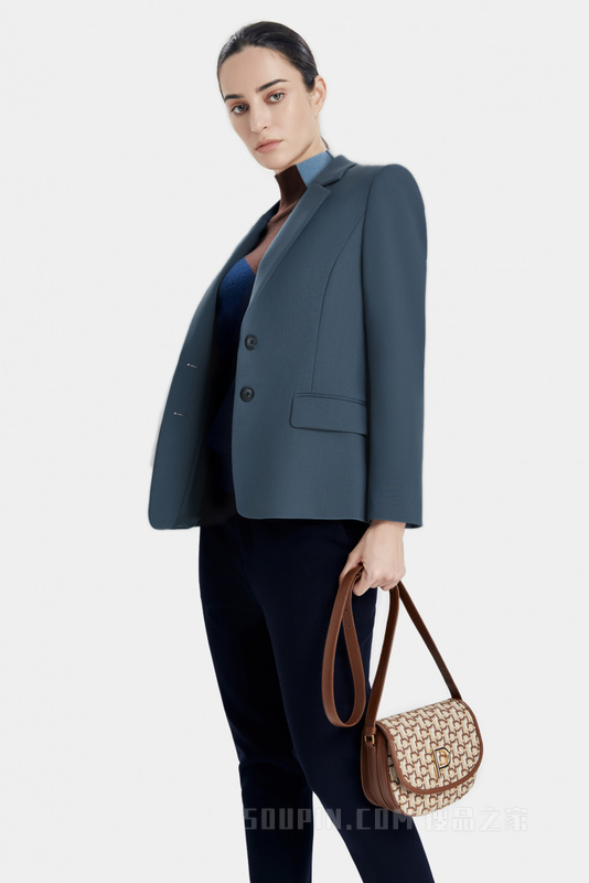 海雾蓝弹力羊毛西装夹克