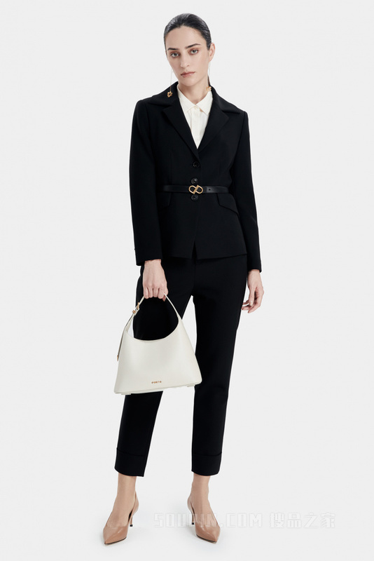 金属Logo腰带西装夹克