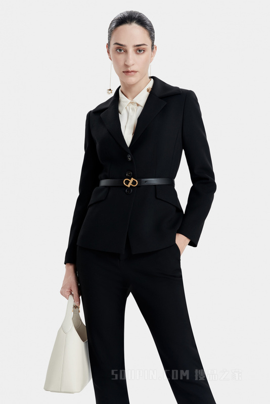 金属Logo腰带西装夹克