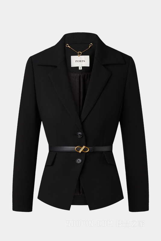 金属Logo腰带西装夹克